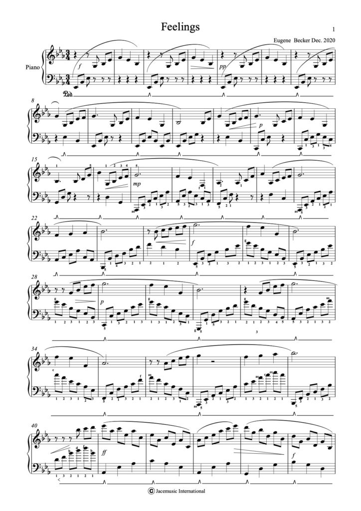 Klavierkomposition: Feelings Klaviernoten